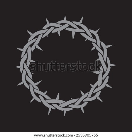 Branch with thorns in the shape of a circle. Black background