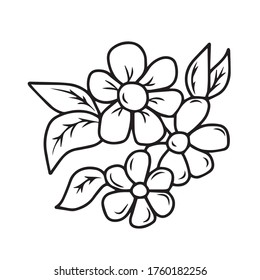 Una rama con tres flores.Diseño vectorial para banners y postales.Naturaleza.Colores