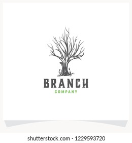 Branch Tree Hand drawn Logo Design Template