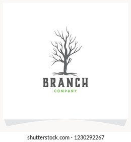 Branch Tree Hand drawn Logo Design Template
