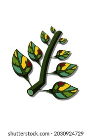 Branch of a tree with leaves. Vector illustration.