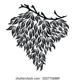 The branch of the tree. Stencil template for design. Isolated object on white background.Vector clipart.