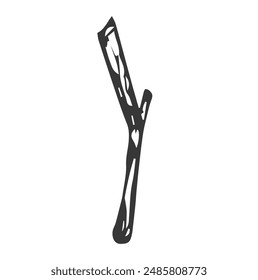 Branch of a tree. Vector illustration of twig. Hand drawn old tree branch on isolated background