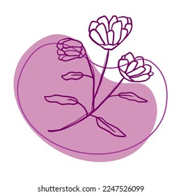 rama de flor tulipán y fondo fluido con esquema de color púrpura
