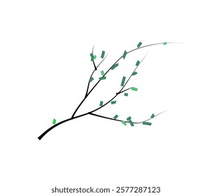 branch twig with leaves. plant natural stylized isolate.