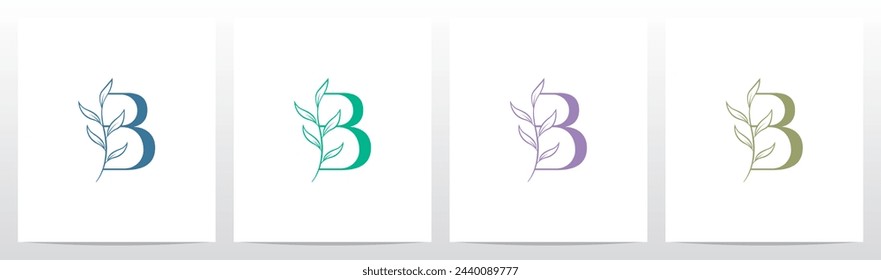 Zweig Stiel Blatt auf Buchstaben Initial Logo Design B