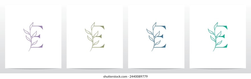 Zweig Stiel Blatt auf Buchstaben Initial Logo Design E