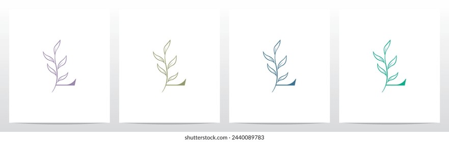 Branch Twig Stem Leaf on Letter Initial Logo Design L