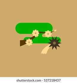 branch Vector illustration of Chinese new year celebration in flat style tree blossoming branch and fireworks