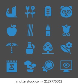 branch web icons. Seal and Flower, Panda bear and Flower symbol, vector signs