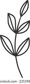 branch, wildflowers, flowers, line art, outline, illustration