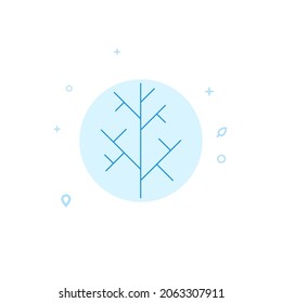 Branche sans feuilles, icône vectorielle d'arbre mort. Symbole de l'arbre. Illustration à plat. Style de ligne rempli. Design monochrome bleu. Barrage modifiable. Ajuster le poids de la ligne.