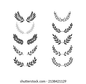 branch wreath drawn vector illustration set