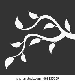 Branch of a young tree. Springtime card template.