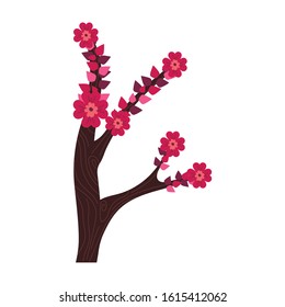 branche with flowers desing isolated icon, vector illustration