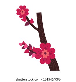 branche with flowers desing isolated icon, vector illustration
