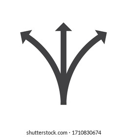 branched arrow icon, direction selection symbol.