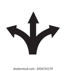branched arrow icon, direction selection symbol, eps10