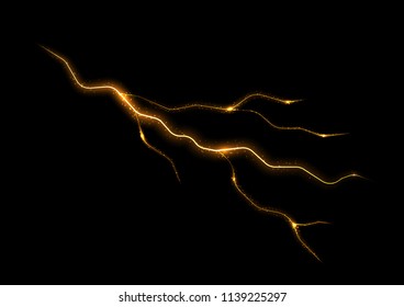 Branched lightning, the impact of light energy. Illustration Storm and storm. The strength of the elements. Static electricity