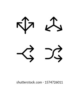 Branched and random arrow icons in various directions
