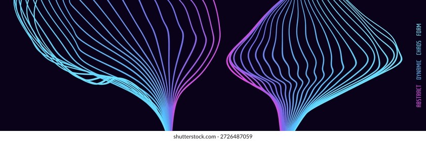 Estructura ramificada de múltiples líneas. Flujo de energía. Ilustración científica. Vector para folleto, póster, portada, tarjeta, presentación, volante o Anuncio.