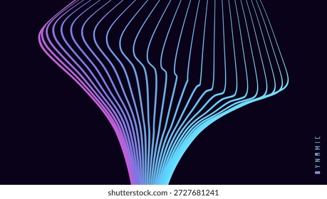 Estructura ramificada de múltiples líneas. Flujo de energía. Ilustración científica. Vector para folleto, póster, portada, tarjeta, presentación, volante o Anuncio.