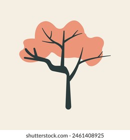Branched Tree Vector Isolated Flat Illustration 