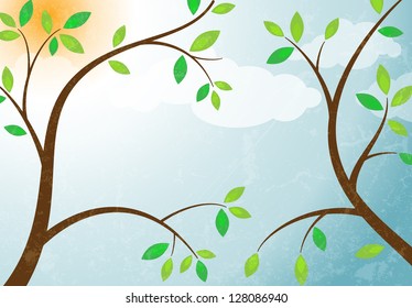 Branches against the sky. Vector frame. EPS 10 vector illustration.