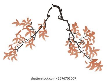 Branches with autumn leaves seen from the side