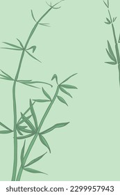 Branches bamboo composition with plants leaves. vector illustration