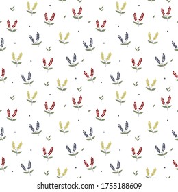 Branches of berries with leaves. Berries and leaves repeating in a scatter. Background for decoration of wrappers, wallpapers, walls.