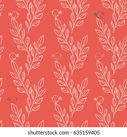 Branches and birds seamless pattern