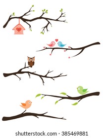 Branches with birds vector