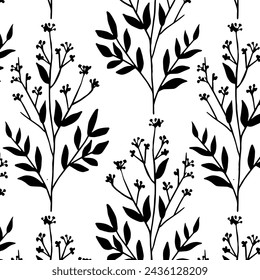 Branches black and white illustration pattern