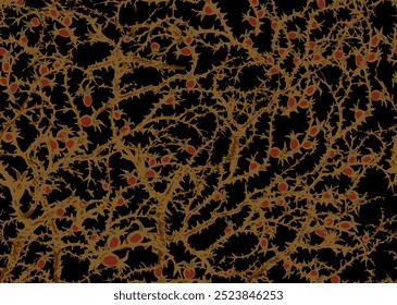 Branches of Blackthorn. Vector drawing