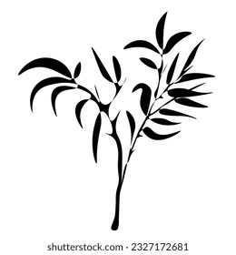 Branches of cane, bamboo tree.
Japanese traditional ink painting
 Oriental style sumi e, u shun, go hua,
SSTK abstract,
vector illustration.

