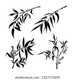 Branches of cane, bamboo tree.
Japanese traditional ink painting
 Oriental style sumi e, u shun, go hua,
SSTK abstract,
vector illustration.
