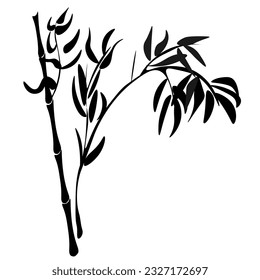 Branches of cane, bamboo tree.
Japanese traditional ink painting
 Oriental style sumi e, u shun, go hua,
SSTK abstract,
vector illustration.
