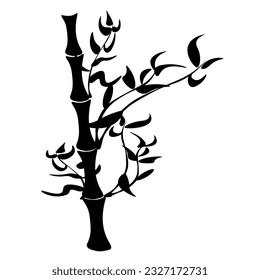 Branches of cane, bamboo tree.
Japanese traditional ink painting
 Oriental style sumi e, u shun, go hua,
SSTK abstract,
vector illustration.
