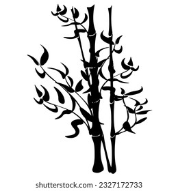 Branches of cane, bamboo tree.
Japanese traditional ink painting
 Oriental style sumi e, u shun, go hua,
SSTK abstract,
vector illustration.
