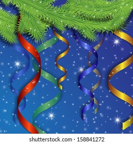 branches of a Christmas tree and tape