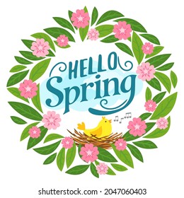 branches in circle frame and birds nest