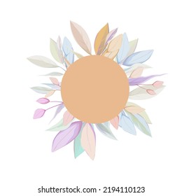 Branches with colored leaves arranged around an orange circle, for text.
