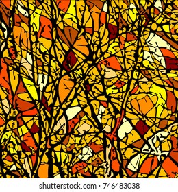 branches colored mosaic background. Vector