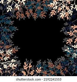 branches with colorful leaves frame vector background