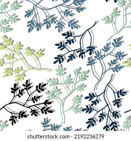 branches with colorful leaves vector seamless pattern