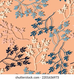 branches with colorful leaves vector seamless pattern