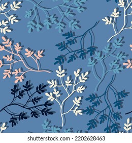 branches with colorful leaves vector seamless pattern