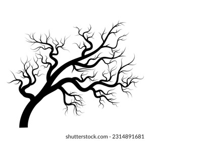 Branches of dead tree silhouette graphic design on white background.