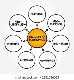 Branches of Economics (son microeconomía y macroeconomía) mente map framework